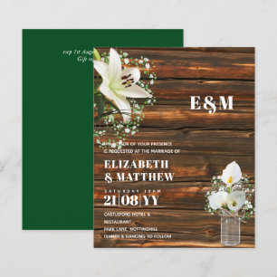 BUDGET Calla Lilies Chic Shabby Wedding Invite