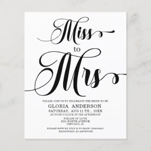 Budget Calligraphy Bridal Shower Invitation