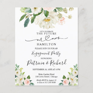 Budget Calligraphy Engagement Party  Announcement