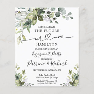 Budget Calligraphy Engagement Party  Announcement