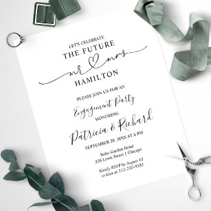 Budget Calligraphy Engagement Party Invitations