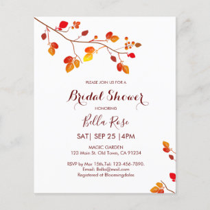 Budget Calligraphy Fall Bridal Shower Invitation