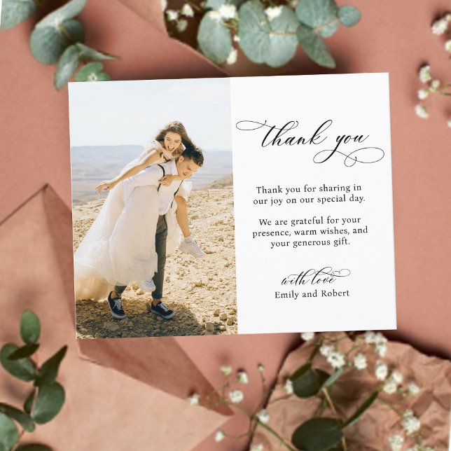 Budget Calligraphy Photo Wedding Thank You Flyer (Creator Uploaded)
