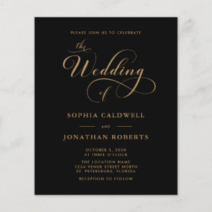 Budget Calligraphy QR Code Black Gold Wedding