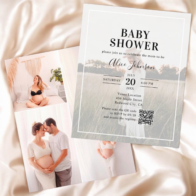 Budget Calligraphy QR Code Photo Baby Shower (Creator Uploaded)