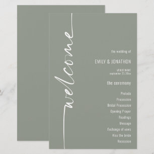 BUDGET Calligraphy Sage Green Wedding Program