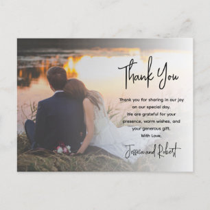 Budget Calligraphy Script Photo Wedding Thank You Postcard