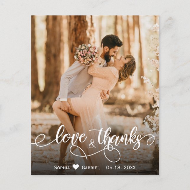 Budget Calligraphy Script Wedding Love and Thanks (Front)