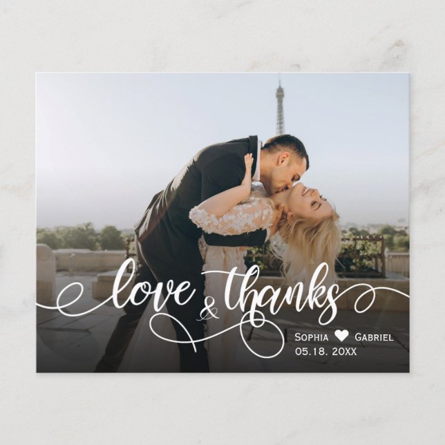 Budget Calligraphy Script Wedding Photo Thank You (Front)