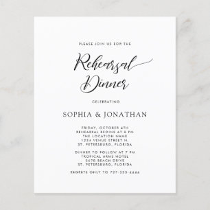 Budget Calligraphy Wedding Rehearsal Dinner Invite