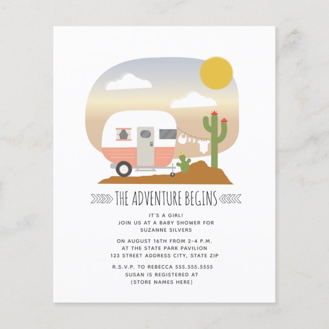 Budget Camper Desert Girl Baby Shower Invitation (Front)