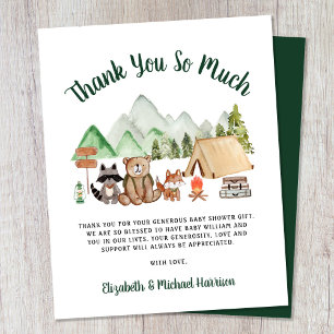 Budget Camping Woodland Baby Shower Thank You