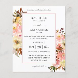 Budget Candy Pink & Yellow Floral 2 Wedding Flyer