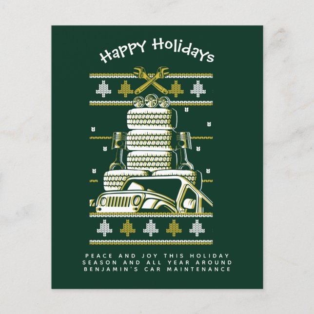 Budget Car Mechanic Christmas Invite Annual Letter (Front)