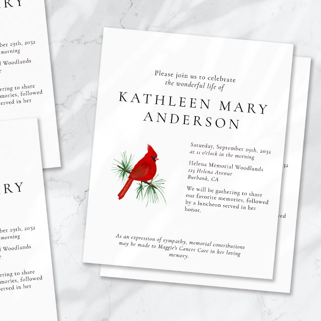 BUDGET Cardinal Celebration of Life Invitation (Creator Uploaded)