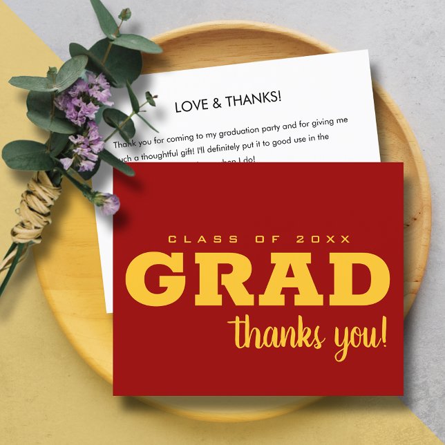 Budget Cardinal Red and Gold Grad Thank You Note (Creator Uploaded)