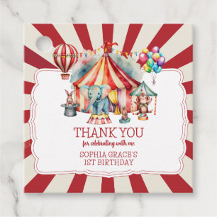 Budget Carnival Circus Show & Animals Birthday Favour Tags