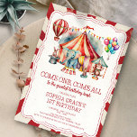 Budget Carnival Circus Show & Animals Birthday Invitation<br><div class="desc">Budget Carnival Circus Show & Animals Birthday Invitation Step right up and get ready for a spectacular celebration! This whimsical and colourful invitation features a playful circus theme, complete with adorable balloon, big top tents, and carnival elements. This budget choice will ensure that your guests will be impressed and excited...</div>