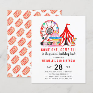 Budget Carnival Circus Show Birthday Invitation