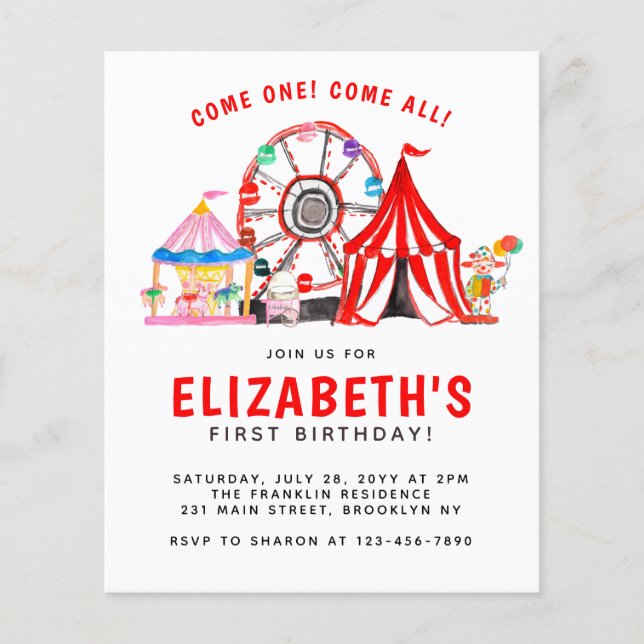 Budget Carnival Circus Tent Clown Kid Birthday (Front)