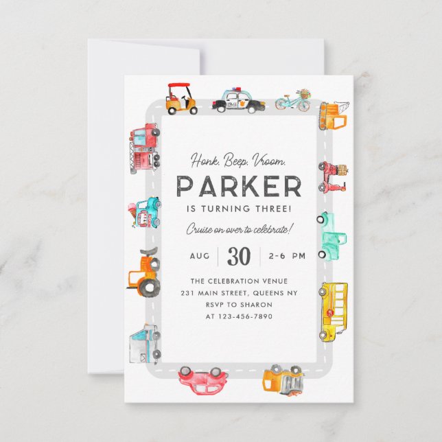 Budget Cars Street Kids Transportation Birthday Card (Front)