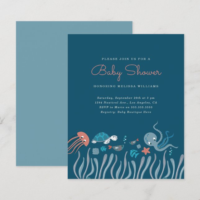 Budget Cartoon Under The Sea Ocean Baby Shower (Front/Back)