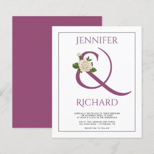 BUDGET Cassis purple ampersand wedding invitation