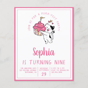 Budget Cat Kid's Birthday Party Invitation Flyer