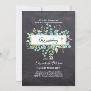 Budget CATHOLIC Christian WEDDING Greenery INVITES