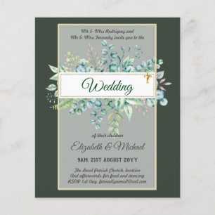 Budget CATHOLIC Christian WEDDING Greenery INVITES Flyer
