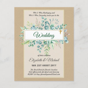 Budget CATHOLIC Christian WEDDING Greenery INVITES Flyer