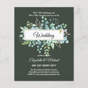 Budget CATHOLIC Christian WEDDING Greenery INVITES Flyer