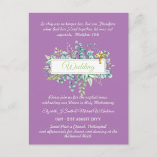 BUDGET Catholic Wedding Invitations Greenery Cross