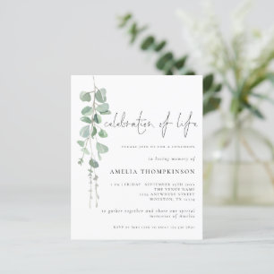 Budget Celebration Of  Life Eucalyptus Invitation