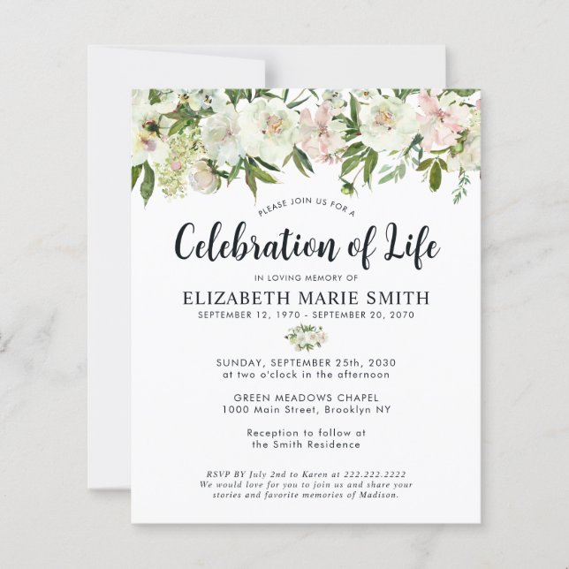 Budget Celebration of Life Floral Funeral Memorial (Front)