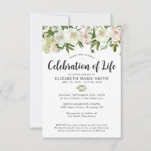 Budget Celebration of Life Floral Funeral Memorial Card