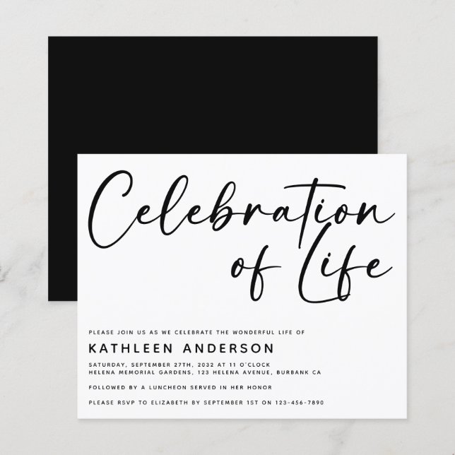 Budget Celebration of Life Invitation | Minimalist (Front/Back)