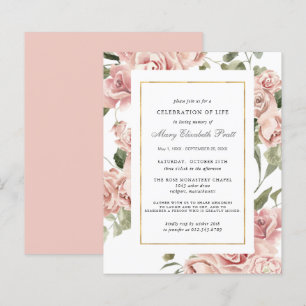 Budget Celebration of Life Pink Floral Invitation