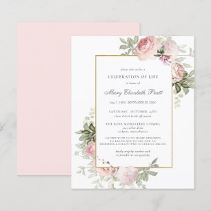 Budget Celebration of Life Pink Floral Invitation