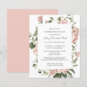 Budget Celebration of Life Pink Floral Invitation