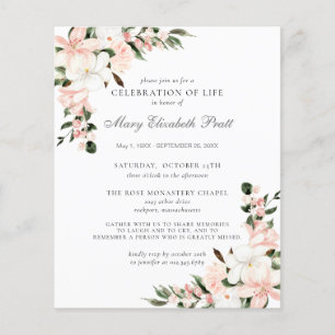 Budget Celebration of Life Pink Floral Invitation
