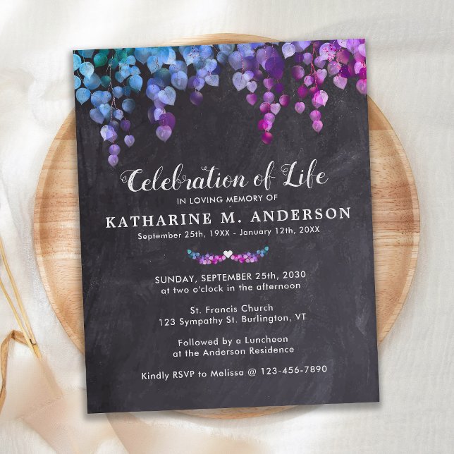 Budget Celebration Of Life Rustic Purple Greenery (Creator Uploaded)