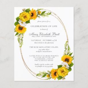 Budget Celebration of Life Sunflowers Invitation