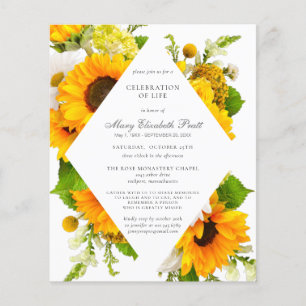Budget Celebration of Life Sunflowers Invitation