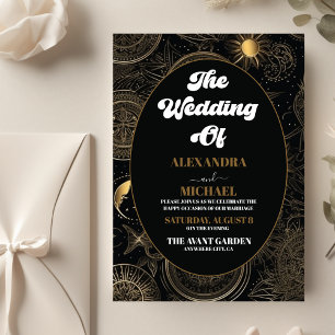 Budget Celestial Black Gold Wedding Flyer