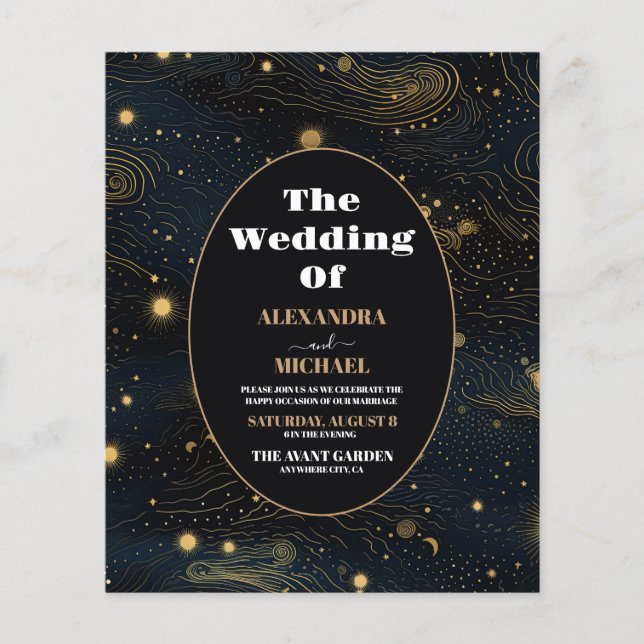 Budget Celestial Crescent Moon Gold Wedding (Front)