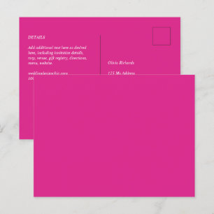 BUDGET CERISE PINK Modern Core Wedding Postcard