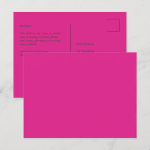 BUDGET CERISE PINK Modern Core Wedding Postcard