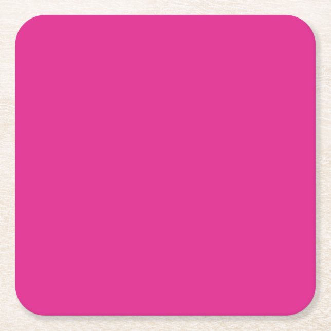 BUDGET CERISE PINK Modern Core Wedding Square Paper Coaster (Front)