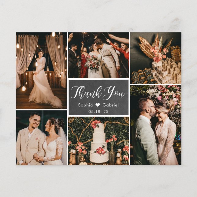 Budget Chalkboard Collage Wedding Thank You  Flyer (Front)